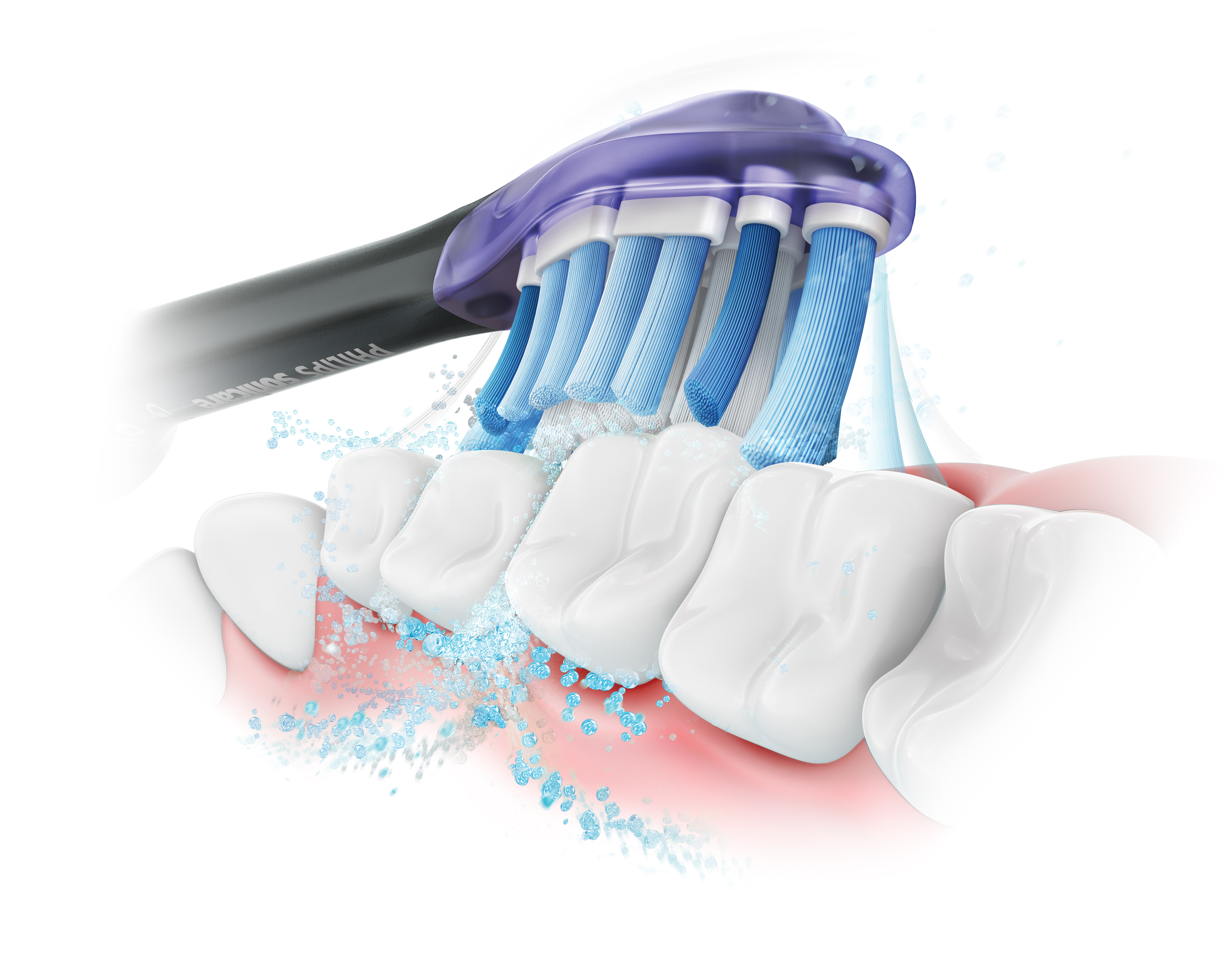 diagram of a toothbrush brushing teeth