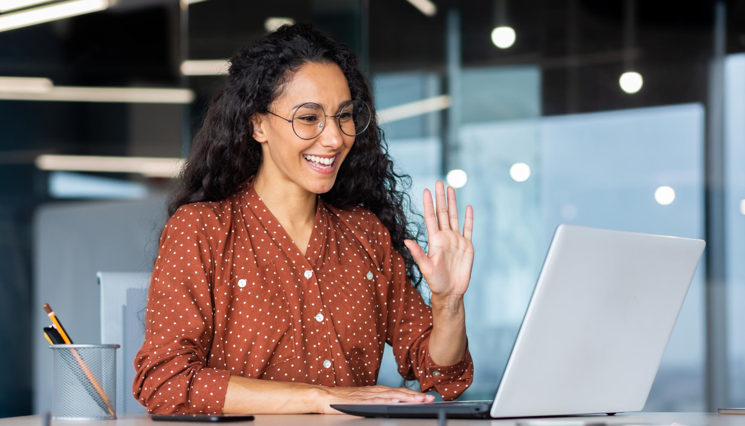 woman having a virtual meeting on a computer
