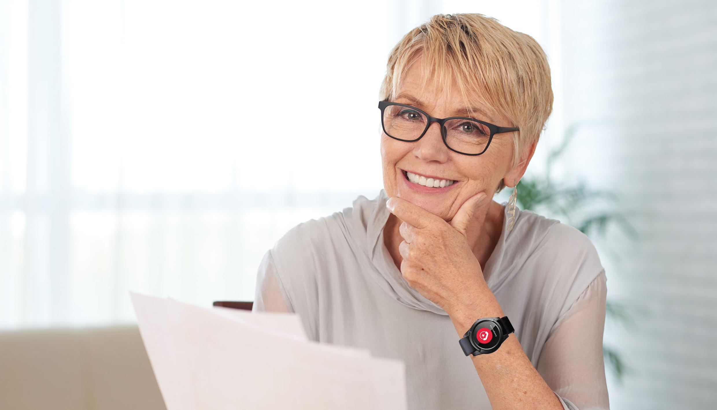 Lady sitting and smiling
