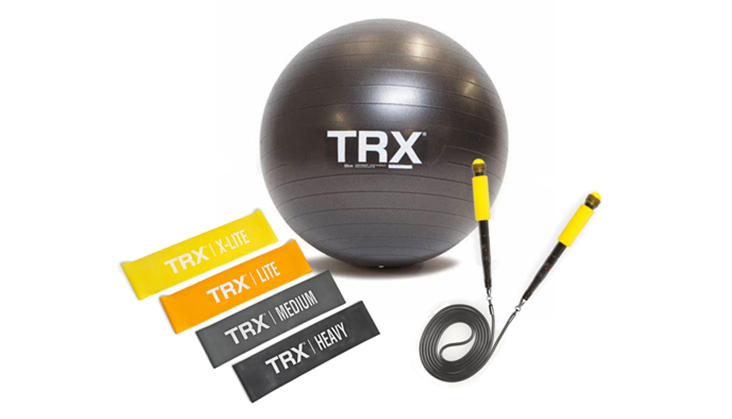 Bola de entrenamiento, saltar la cuerda y bandas elásticas