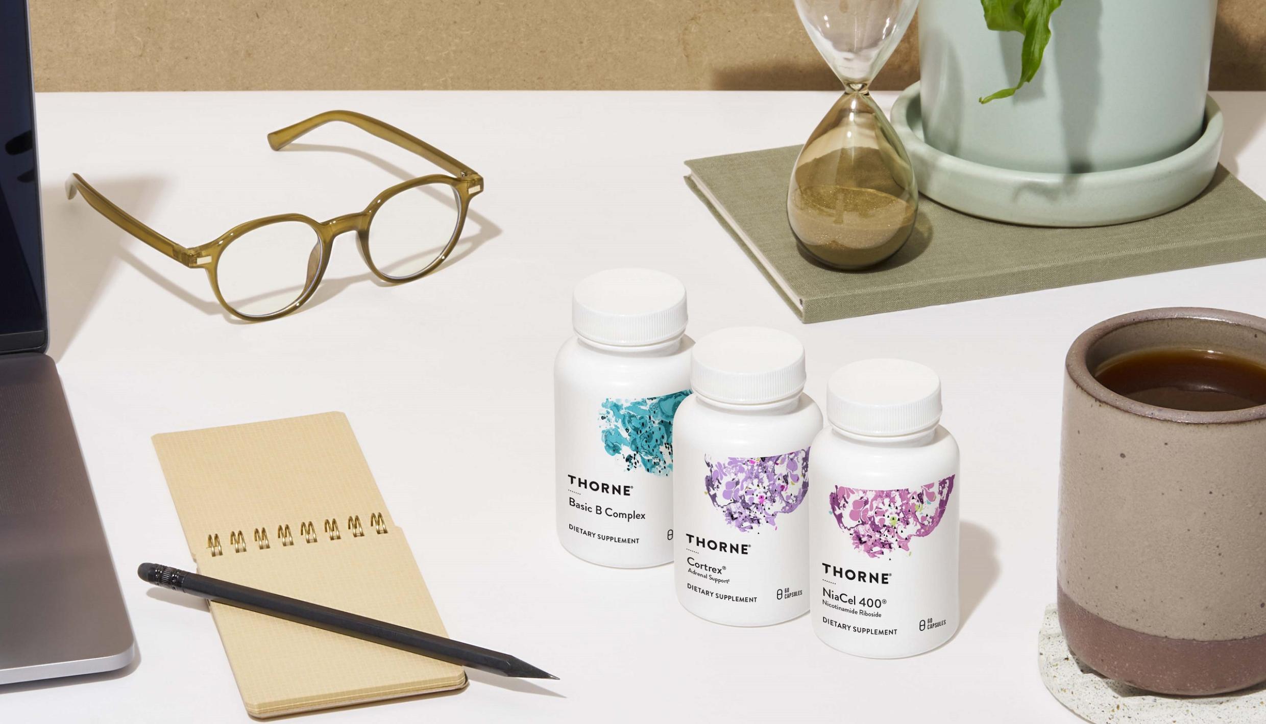 Eyeglasses on a desk