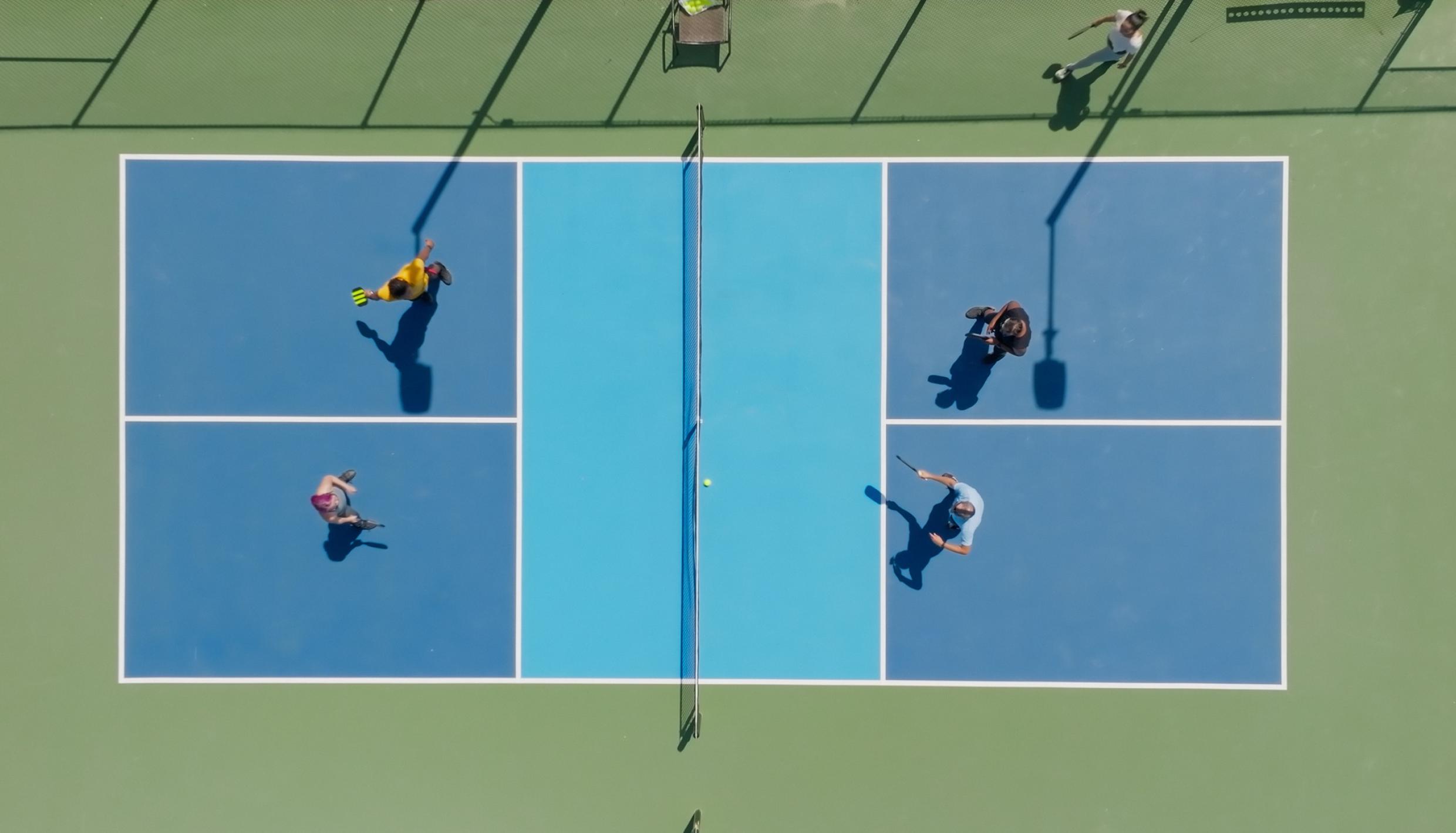 overhead shot of a pickleball court