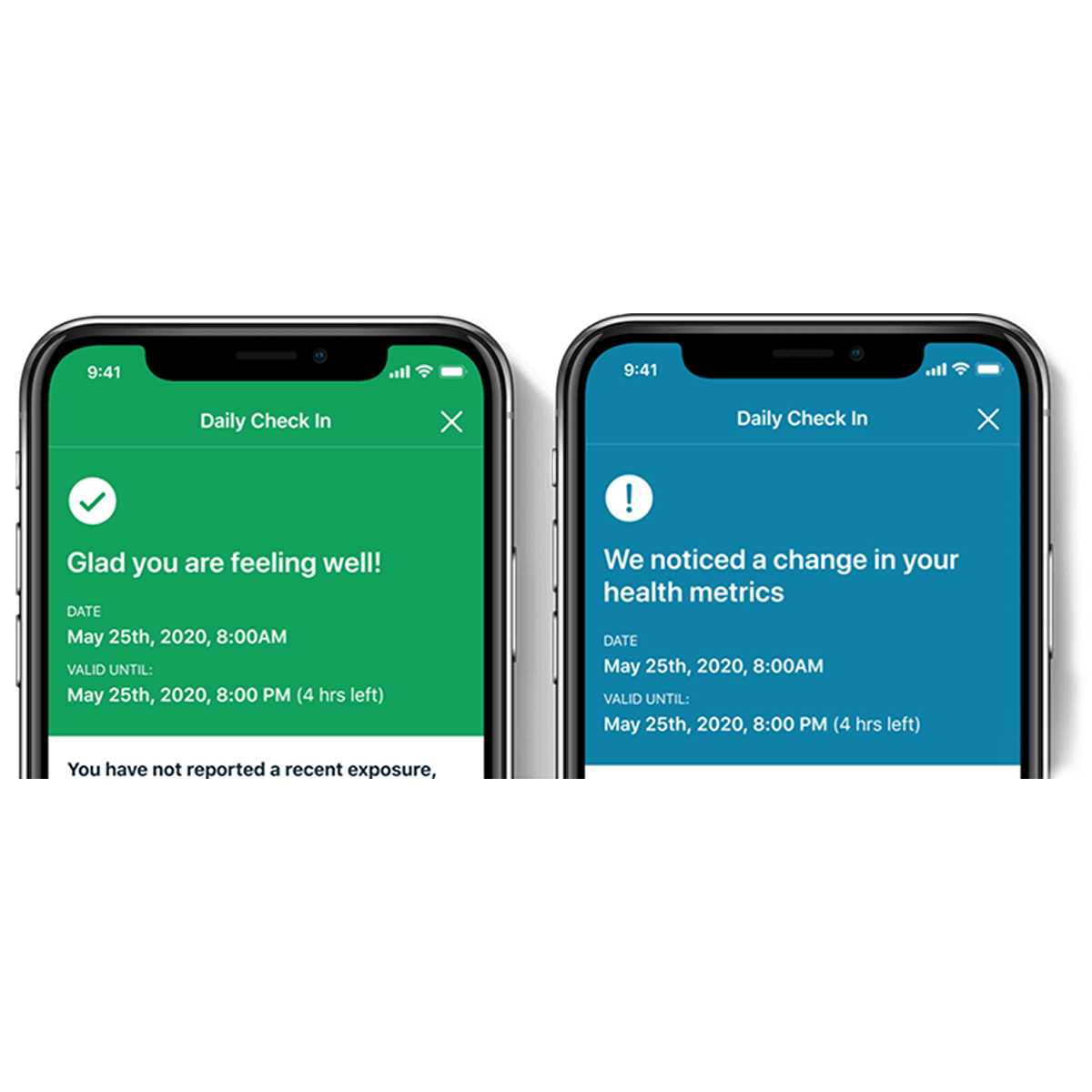 two phones showing Fitbit Return to Work