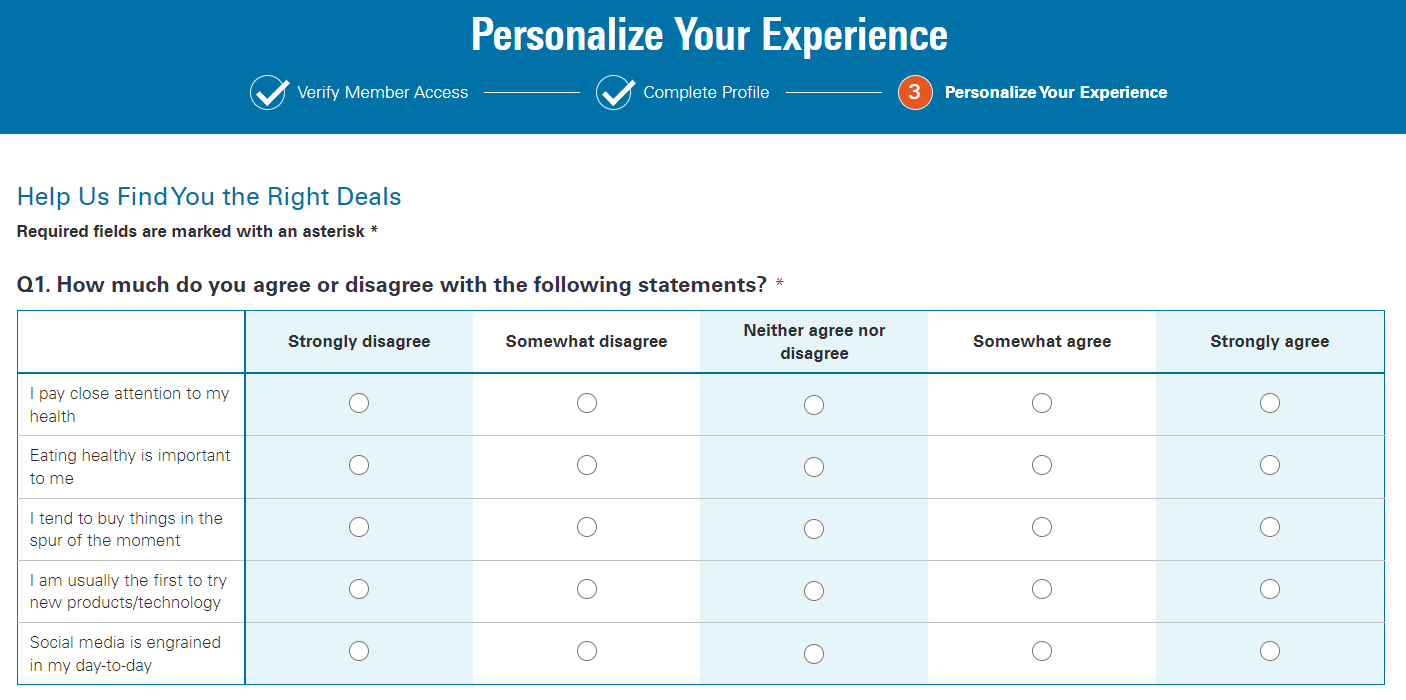 Personalize Experience Screenshot