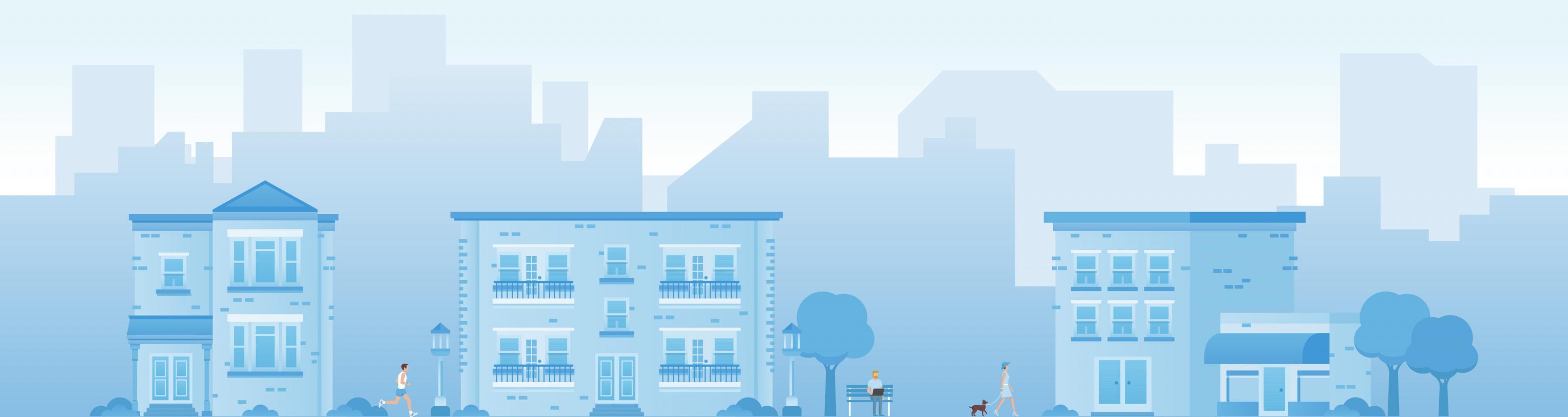 An illustration of a city scape