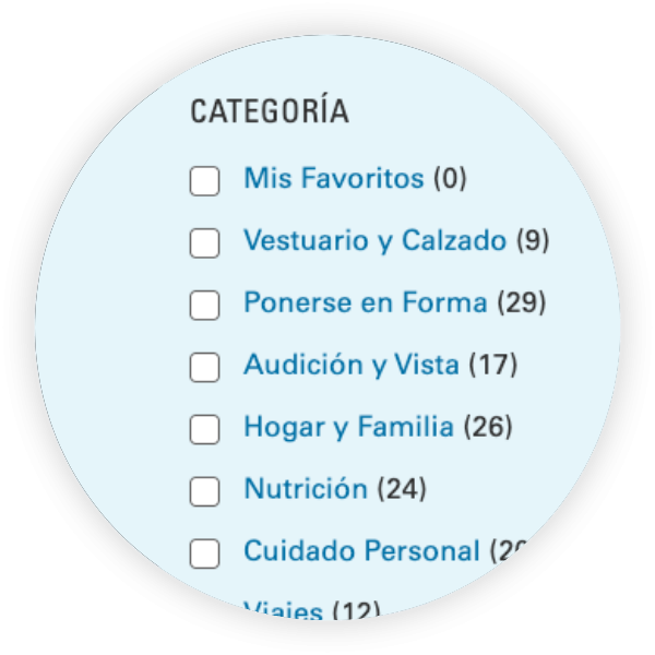 Ilustración de las opciones de categoría.