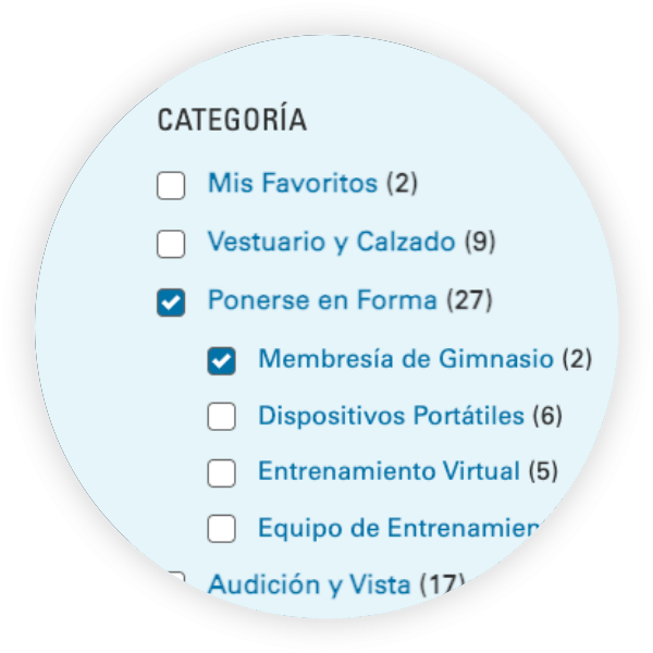 Ilustración de las opciones de categoría.