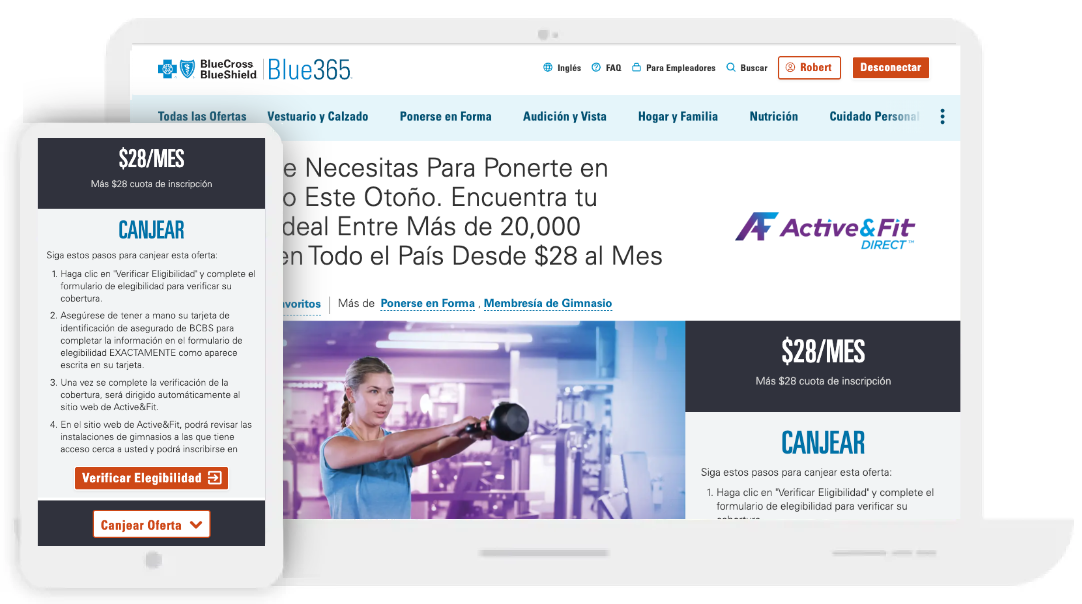 Imagen de un teléfono inteligente y una computadora portátil con las instrucciones de canje visibles