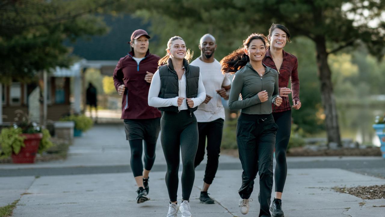 Group of people running