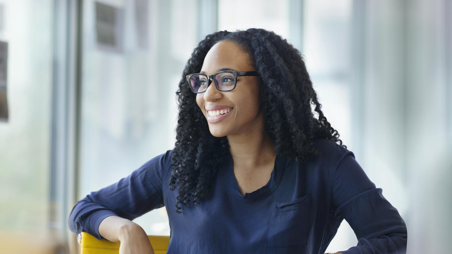 smiling seated woman
