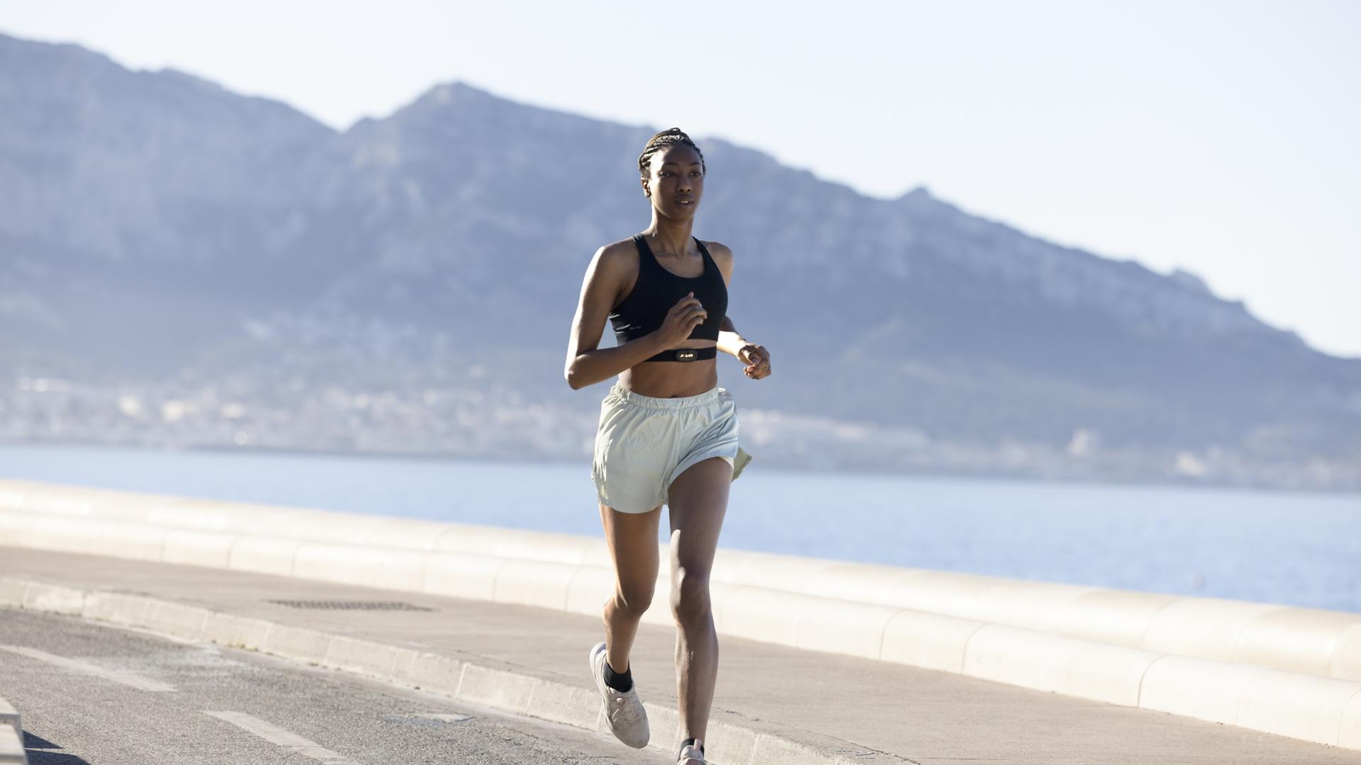 Woman running on the beach