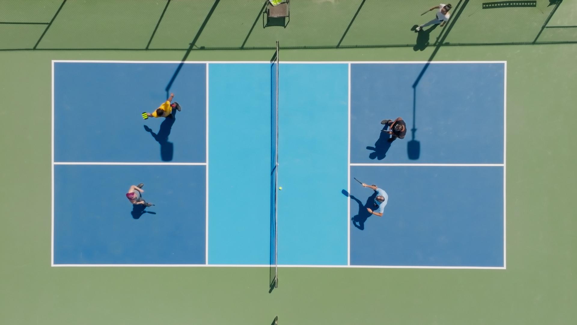 overhead shot of a pickleball court