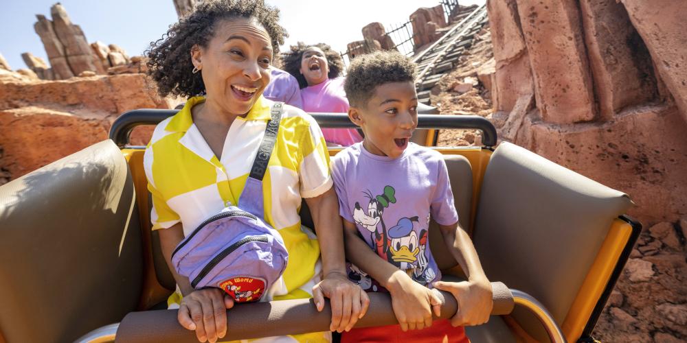 Mom and child in a rollercoaster