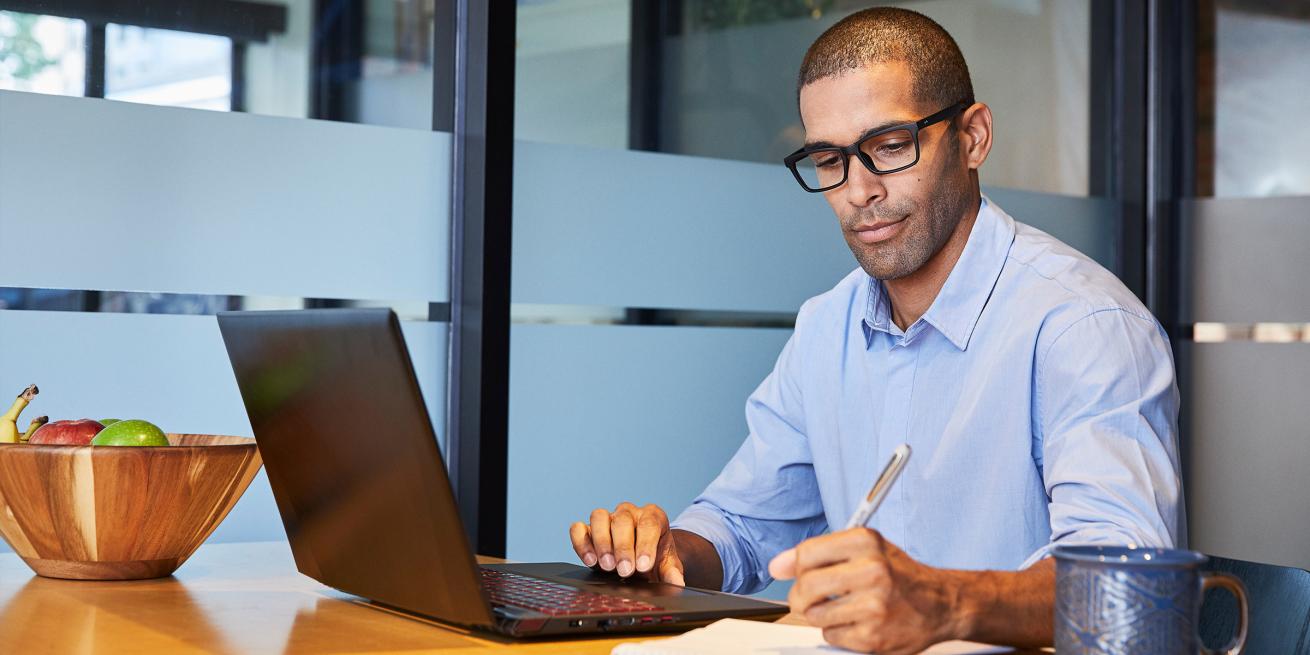 Man working on a laptop