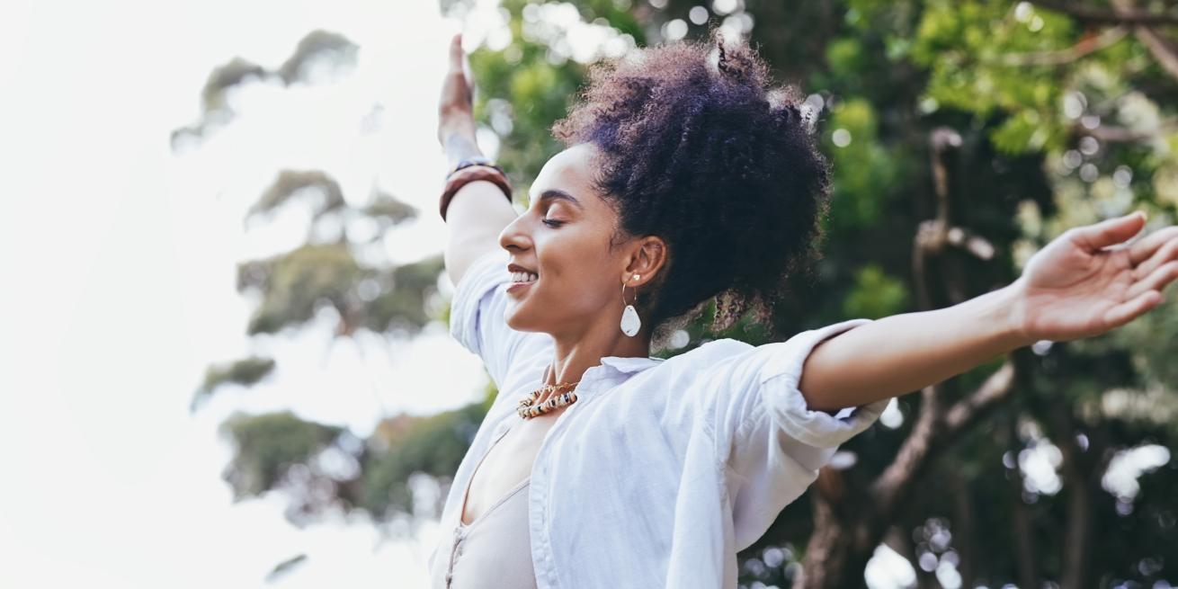 woman spreading her arms