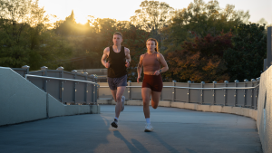 Two men running