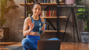 woman working out from home