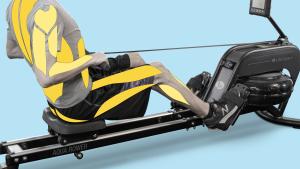 Man on rowing machine